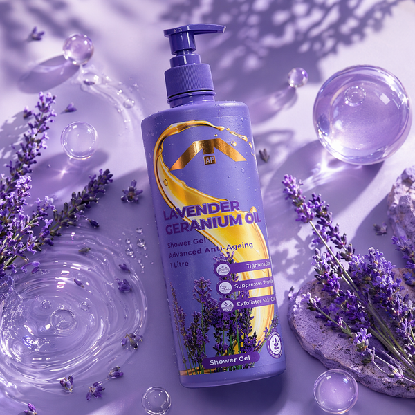 Lavender & Geranium Shower Gel (1 L) – Paraben-Free, Hydrating Body Wash