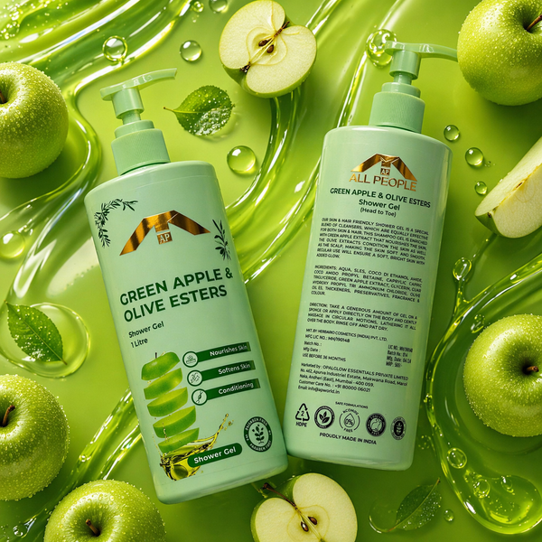 Green Apple & Olive Esters Shower Gel (1 L) – Paraben-Free, Hydrating Body Wash