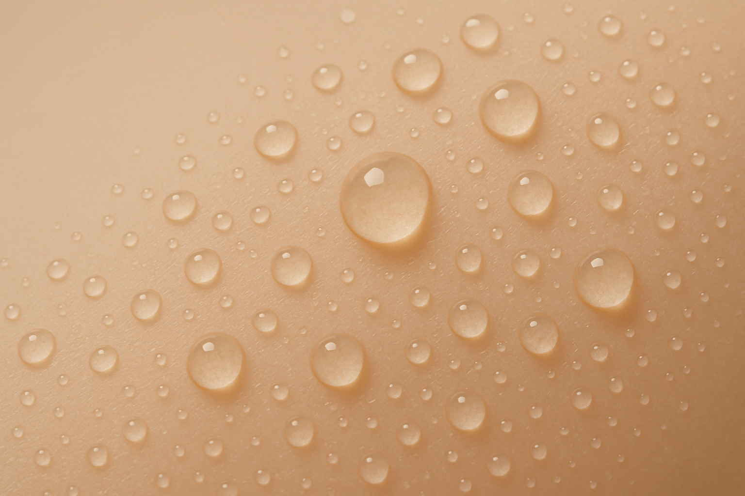 Close-up of water droplets on a beige surface