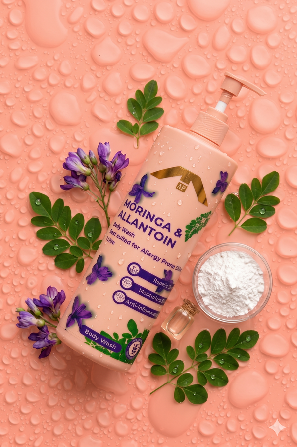 Moringa & Allantoin Body Wash (1 L) – Soothing & Hydrating Cleanser