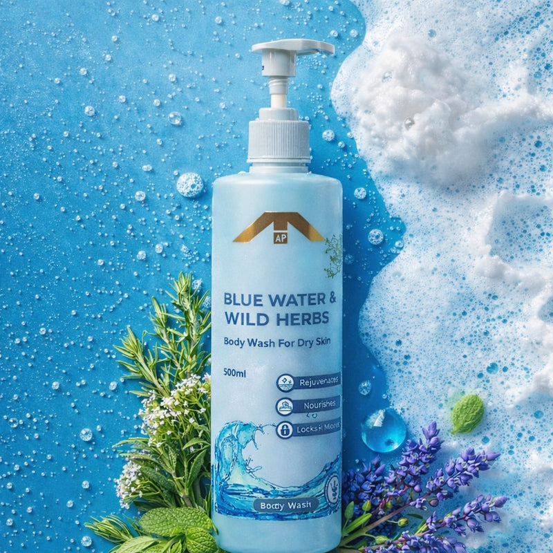 Blue Water & Wild Herb Body Wash (500 ml) – Refreshing Herbal Cleanser