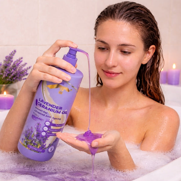 Lavender & Geranium Shower Gel (1 L) – Paraben-Free, Hydrating Body Wash