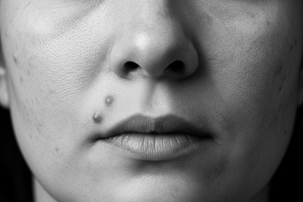 ACNE PRONE SKIN OF HUMAN BLACK AND WHITE